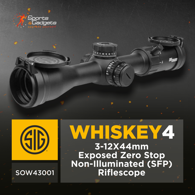 Sig Sauer WHISKEY4 3-12X44mm Exposed Zero Stop Non-Illuminated (SFP) Riflescope (SOW43001)