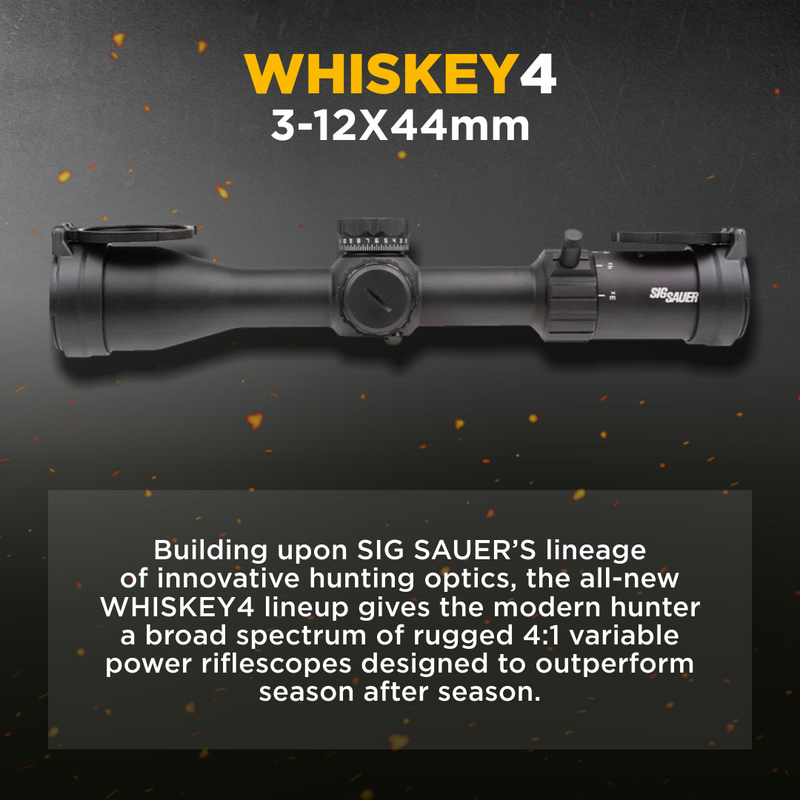 Sig Sauer WHISKEY4 3-12X44mm Exposed Zero Stop Non-Illuminated (SFP) Riflescope (SOW43001)