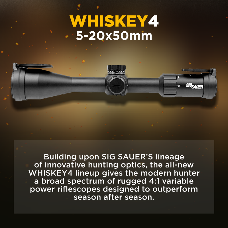 Sig Sauer WHISKEY4 5-20X50mm Exposed Zero Stop Non-Illuminated (FFP) MOA Milling Hunter 2.0 Riflescope (SOW45001)