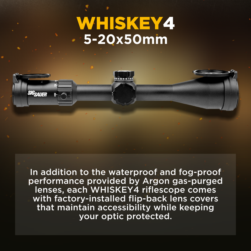 Sig Sauer WHISKEY4 5-20X50mm Exposed Zero Stop Non-Illuminated (FFP) MOA Milling Hunter 2.0 Riflescope (SOW45001)