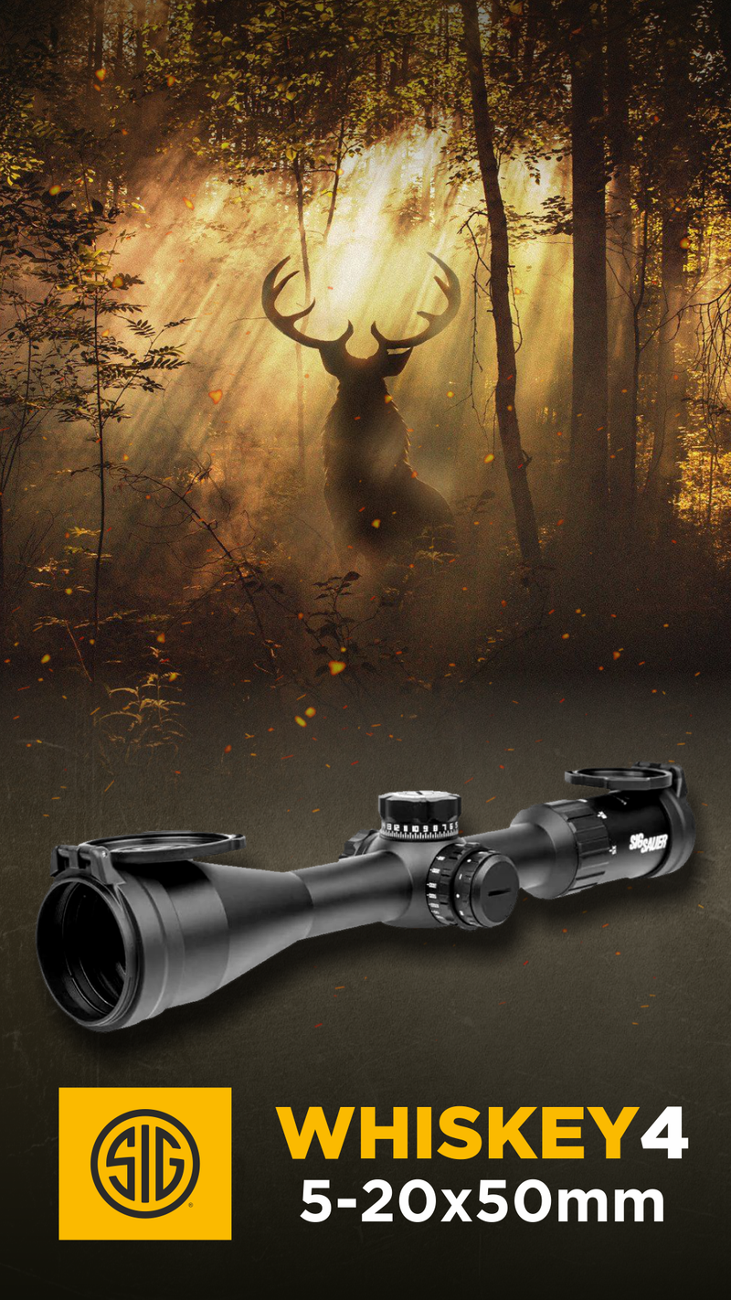 Sig Sauer WHISKEY4 5-20X50mm Exposed Zero Stop Non-Illuminated (FFP) MOA Milling Hunter 2.0 Riflescope (SOW45001)