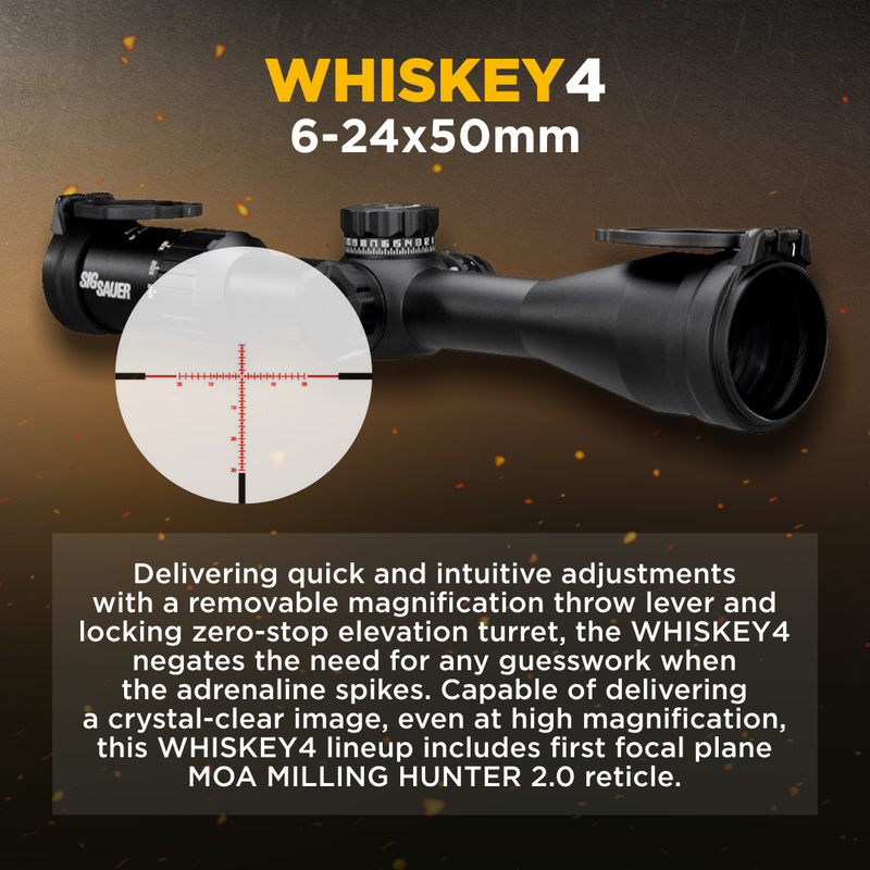 Sig Sauer WHISKEY4 6-24X50mm Non-Illuminated (FFP) MOA Milling Hunter 2.0 Riflescope (SOW46001)