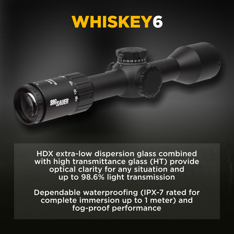 Sig Sauer WHISKEY6 3-18X44mm Multi-Lock Zero Stop (SFP) Quadplex Riflescope (SOW63114)