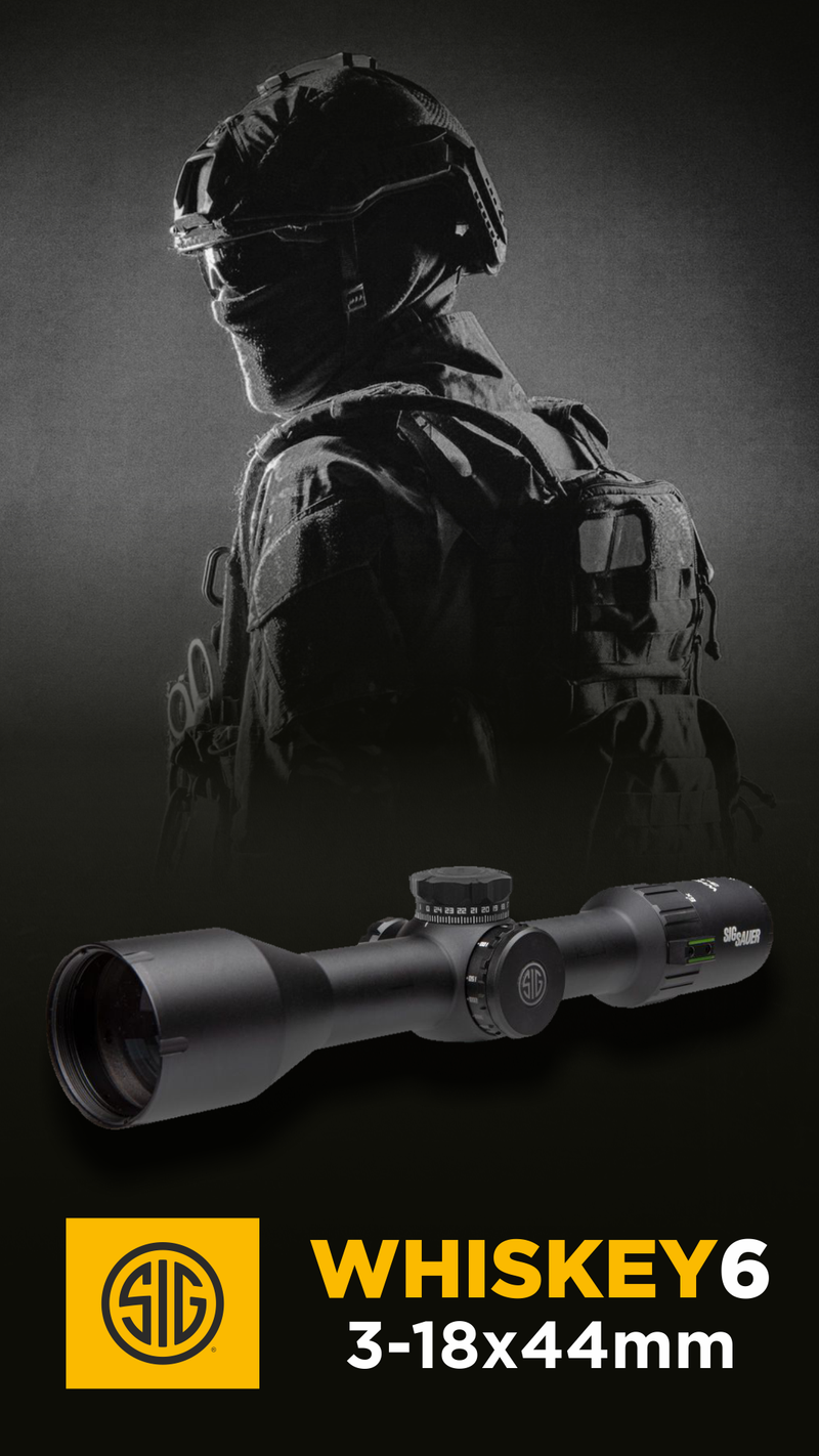 Sig Sauer WHISKEY6 3-18X44mm Multi-Lock Zero Stop (SFP) Quadplex Riflescope (SOW63114)