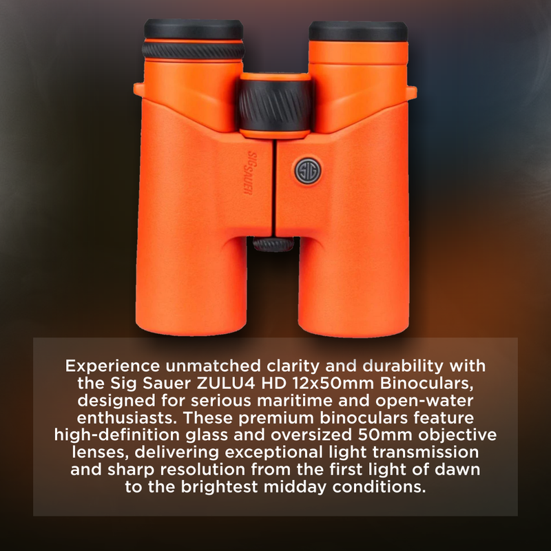 Sig Sauer ZULU4 HD 12x50mm Closed Bridge Orange Binocular (SOZ40002OR)