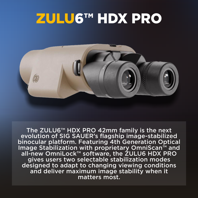 Sig Sauer ZULU6 HDX PRO 12x42mm Image Stabilized Binocular, FDE (SOZ6WP1242)