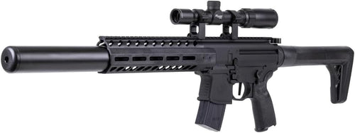 Sig Sauer MCX Gen 2 .177 Caliber 30rd CO2 Semi-Auto Air Rifle (AIR-MCX-177-G2-BLK-SCOPE) with 1-4x24 Riflescope and mounting rings
