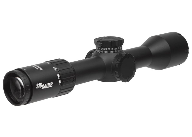 Sig Sauer WHISKEY6 Riflescope 3-18x44mm, 30mm, FFP, MOA Milling Hunter 2.0, Locking 0.25 MOA ADJ, Black (SOW63115)