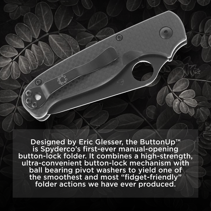 Spyderco ButtonUp Carbon Fiber 3.27" Combination Edge Black Oxide Folding Pocket Knife (C275CFPSBK)