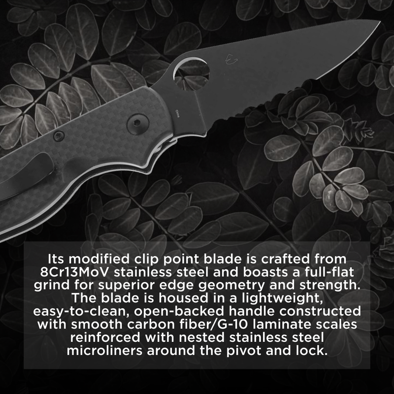 Spyderco ButtonUp Carbon Fiber 3.27" Combination Edge Black Oxide Folding Pocket Knife (C275CFPSBK)