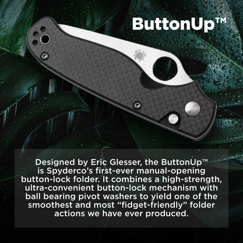 Spyderco ButtonUp Carbon Fiber Combination Edge 3.27" Folding Pocket Knife (C275CFPS)