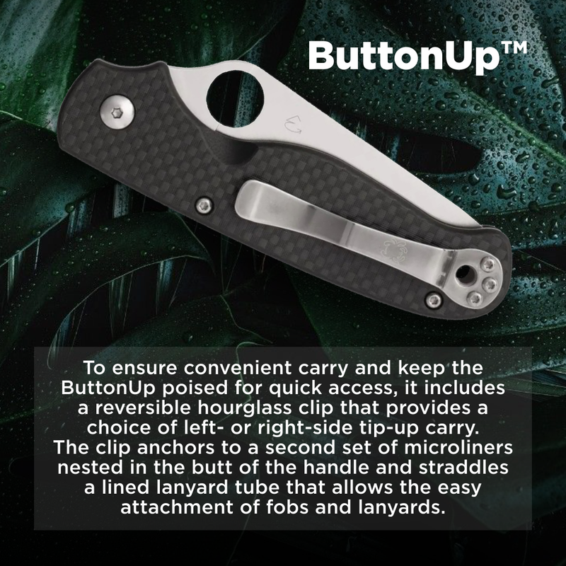 Spyderco ButtonUp Carbon Fiber Combination Edge 3.27" Folding Pocket Knife (C275CFPS)