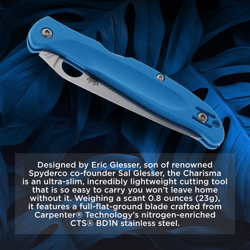 Spyderco Charisma 2.98" Plain Edge Blue Folding Pocket Knife (C259PBL)