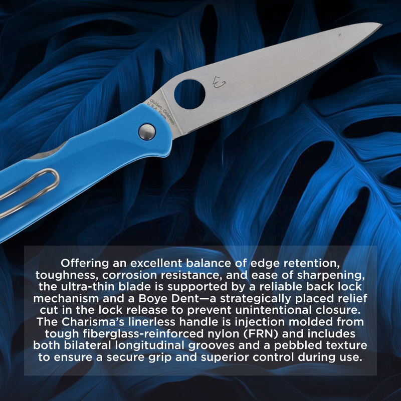 Spyderco Charisma 2.98" Plain Edge Blue Folding Pocket Knife (C259PBL)