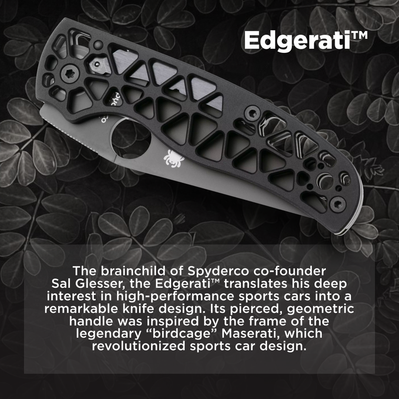 Spyderco Edgerati 3.57" Black Plain Edge Folding Pocket Knife (C266BKALBKP)