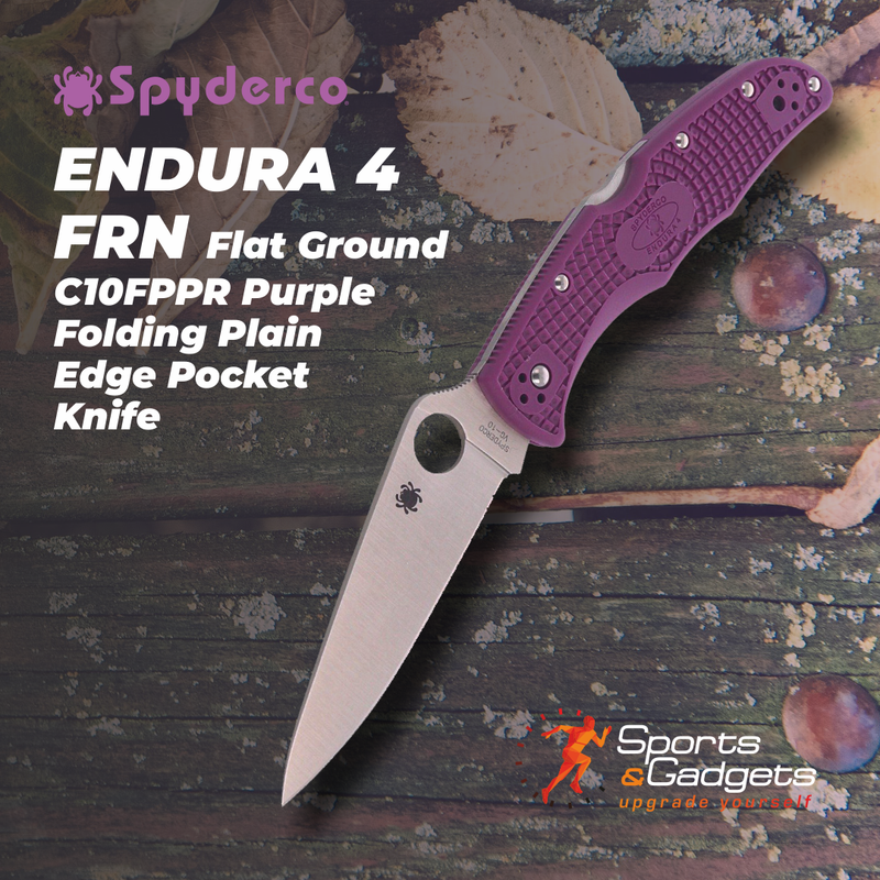 Spyderco Endura 4 Lightweight Purple Flat Ground 3.80" Plain Edge Folding Pocket Knife (C10FPPR)