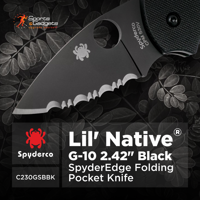 Spyderco Lil' Native G-10 2.42" Black SpyderEdge Folding Pocket Knife (C230GSBBK)