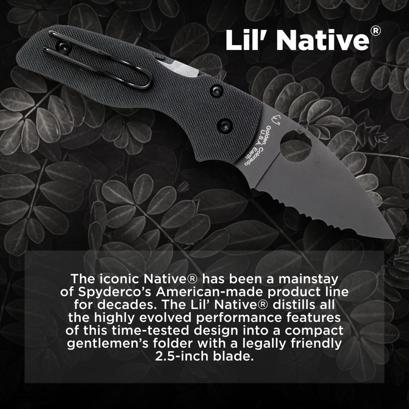 Spyderco Lil' Native G-10 2.42" Black SpyderEdge Folding Pocket Knife (C230GSBBK)
