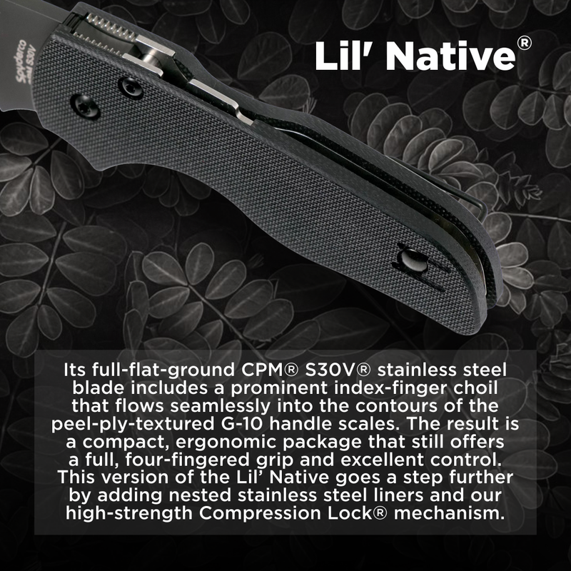 Spyderco Lil' Native G-10 2.42" Black SpyderEdge Folding Pocket Knife (C230GSBBK)