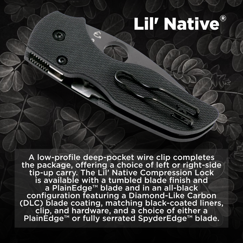 Spyderco Lil' Native G-10 2.42" Black SpyderEdge Folding Pocket Knife (C230GSBBK)