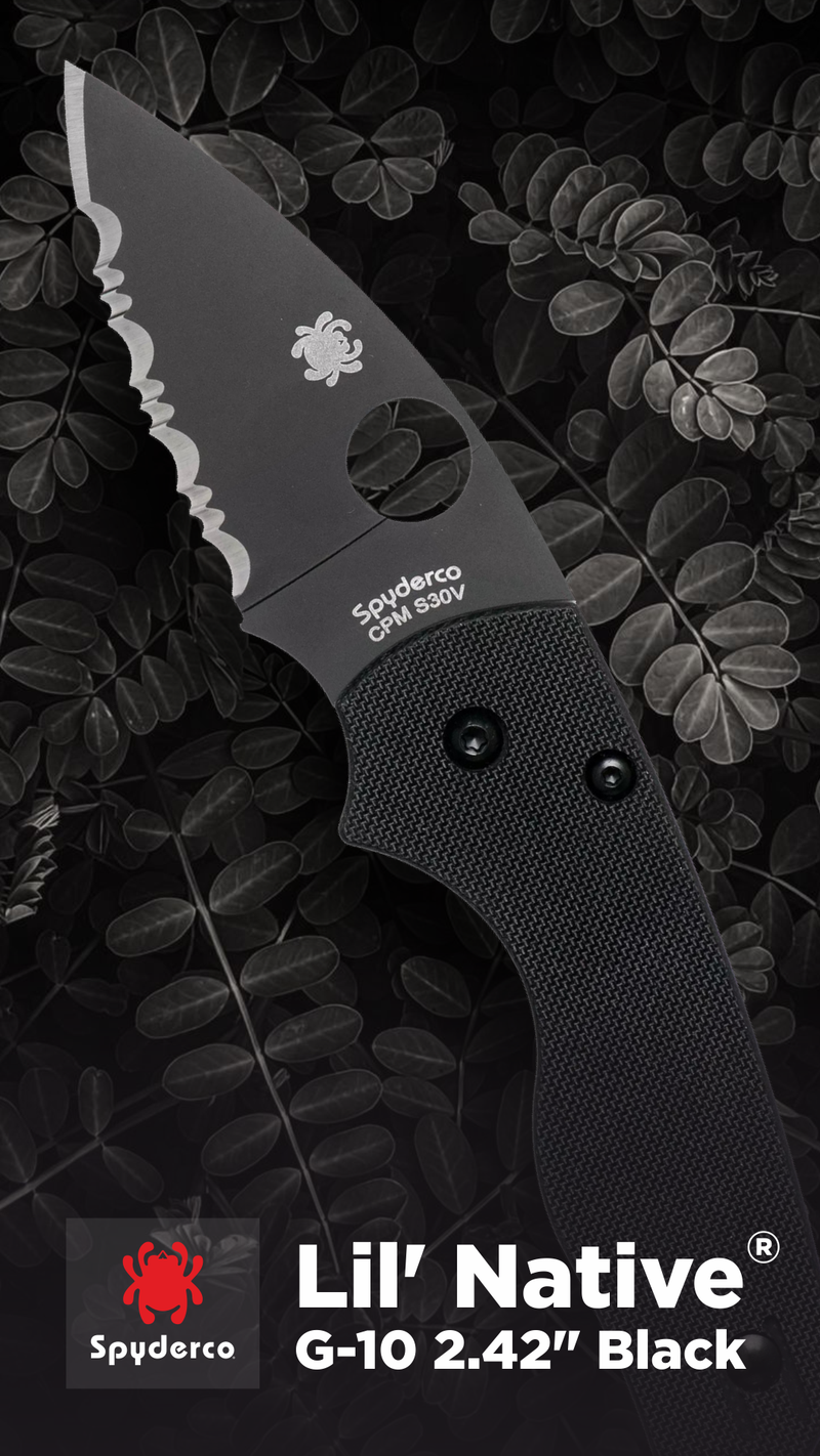 Spyderco Lil' Native G-10 2.42" Black SpyderEdge Folding Pocket Knife (C230GSBBK)