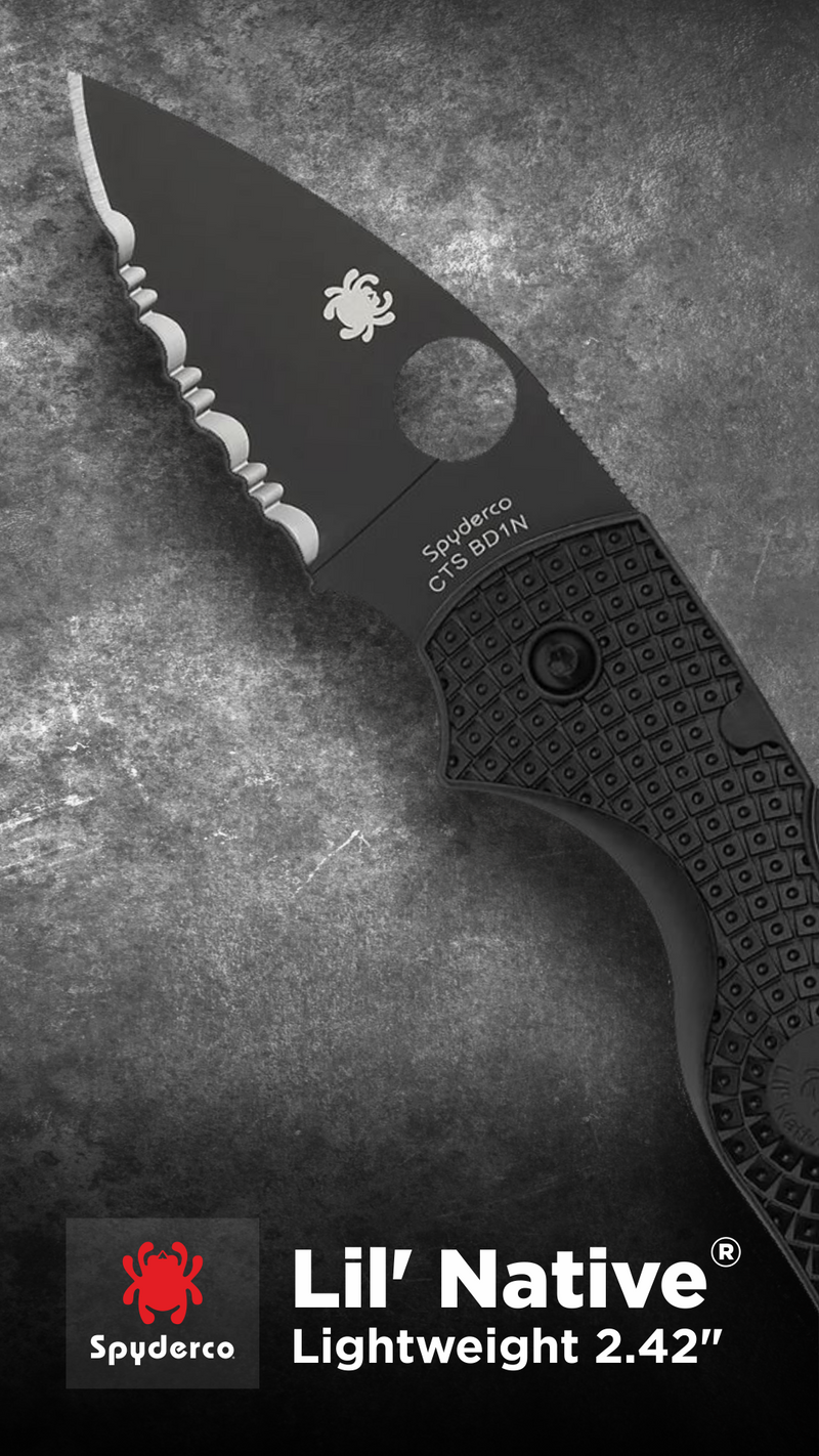 Spyderco Lil' Native Lightweight 2.42" SpyderEdge Black Blade Folding Pocket Knife (C230SBBK)