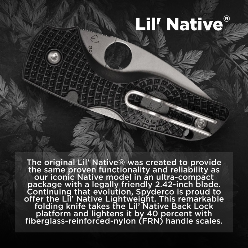 Spyderco Lil' Native Lightweight 2.42" Serrated Edge Folding Pocket Knife (C230SBK)