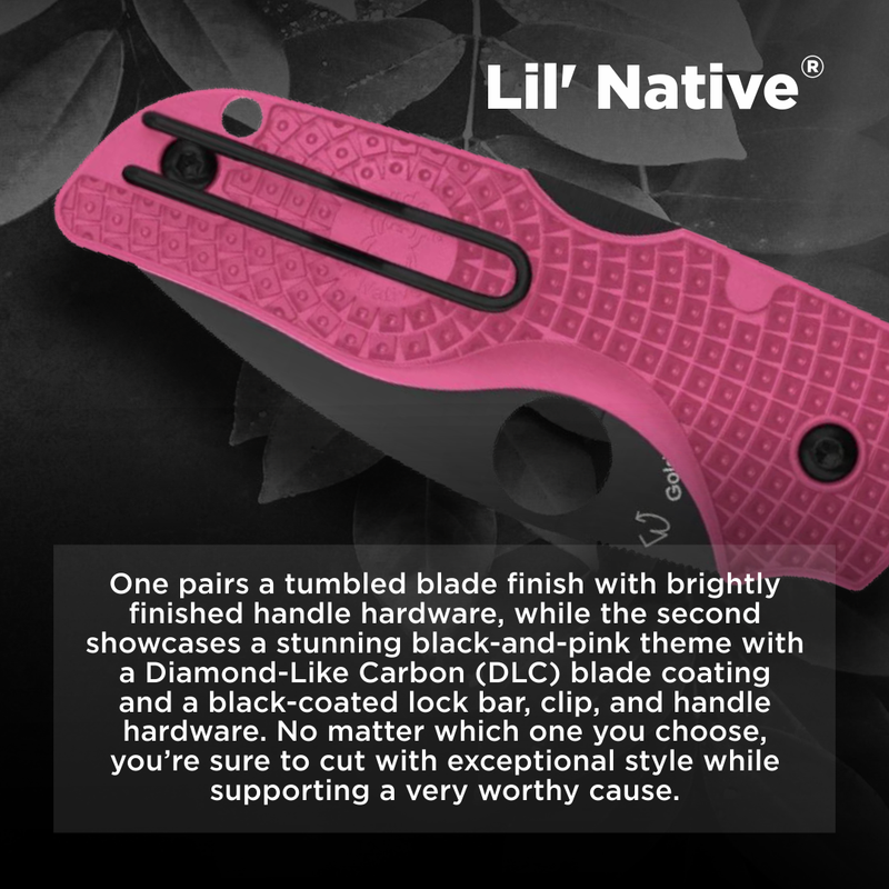 Spyderco Lil' Native Lightweight Pink 2.42" Plain Edge Folding Pocket Knife (C230PPNBK)