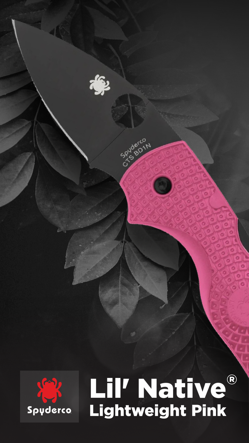 Spyderco Lil' Native Lightweight Pink 2.42" Plain Edge Folding Pocket Knife (C230PPNBK)