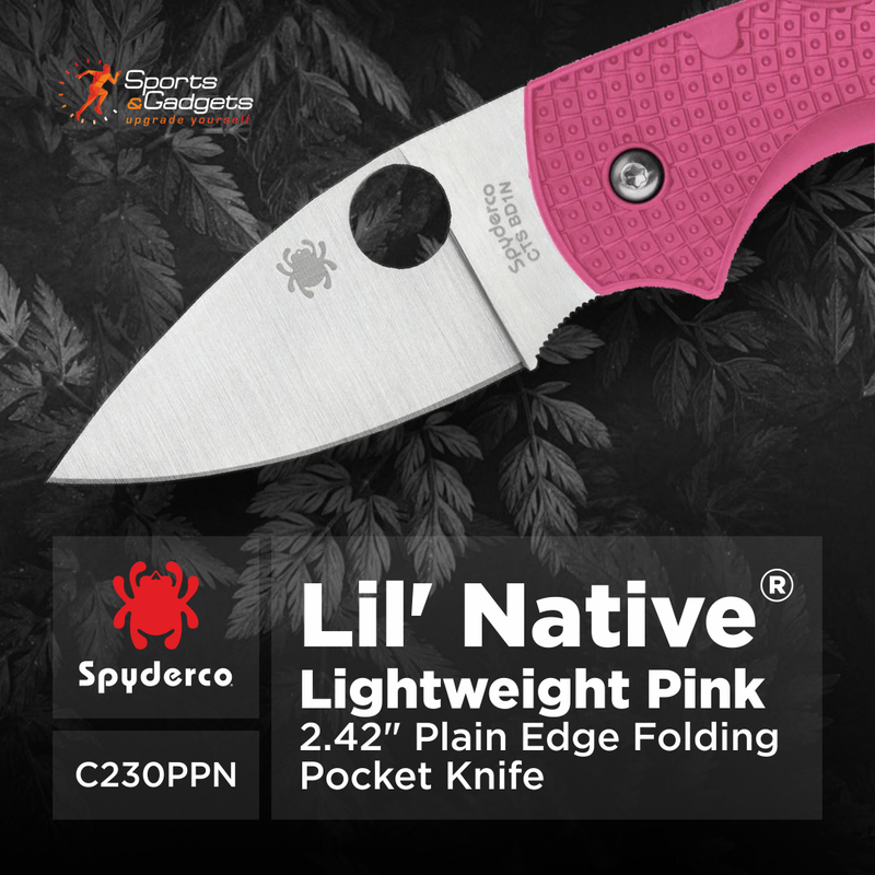 Spyderco Lil' Native Lightweight Pink 2.42" Plain Edge Folding Pocket Knife (C230PPN)