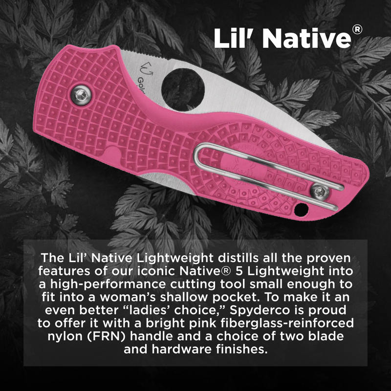 Spyderco Lil' Native Lightweight Pink 2.42" Plain Edge Folding Pocket Knife (C230PPN)
