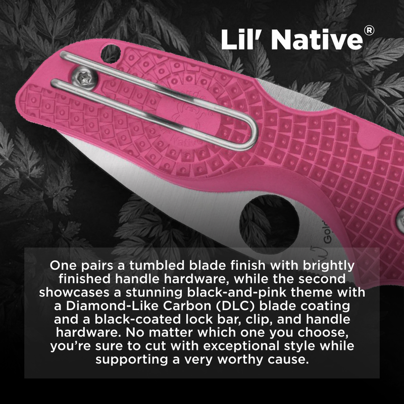 Spyderco Lil' Native Lightweight Pink 2.42" Plain Edge Folding Pocket Knife (C230PPN)