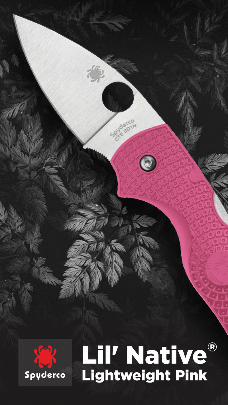 Spyderco Lil' Native Lightweight Pink 2.42" Plain Edge Folding Pocket Knife (C230PPN)