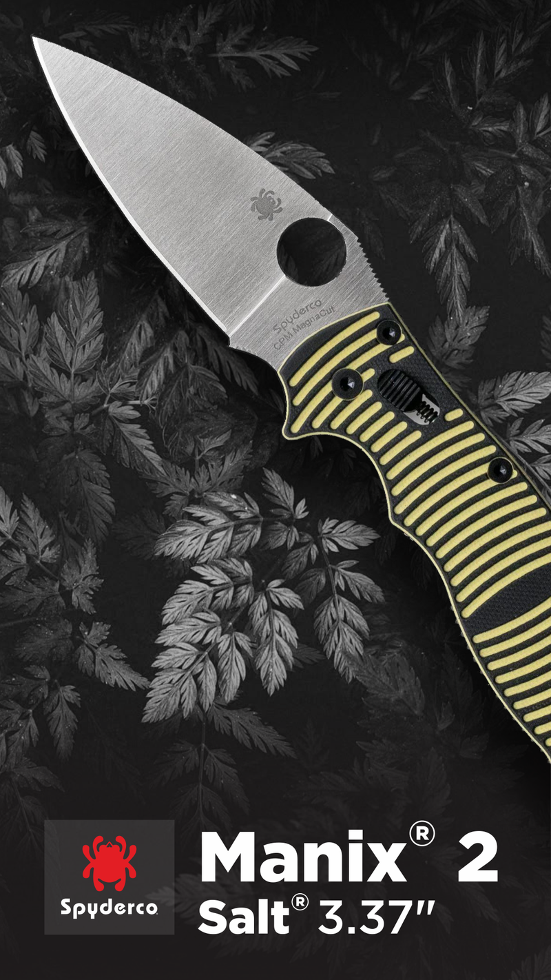 Spyderco Manix 2 Salt Yellow/Black 3.37in Plain Edge Folding Pocket Knife (C101GBKYLMCP2)