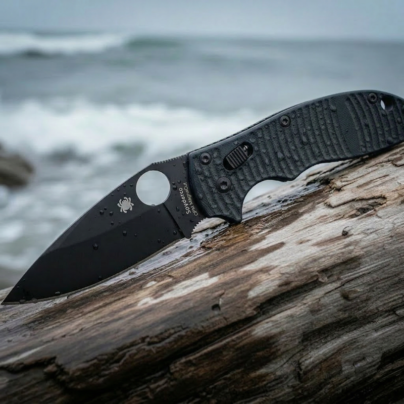 Spyderco Manix 2XL Salt Black G-10 CPM MagnaCut 3.85" Black Blade Folding Pocket Knife (C95GMCBKP2)