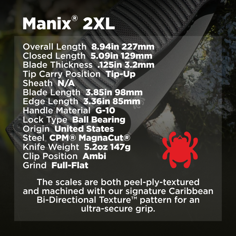 Spyderco Manix 2XL Salt Black G-10 CPM MagnaCut 3.85" Black Blade Folding Pocket Knife (C95GMCBKP2)