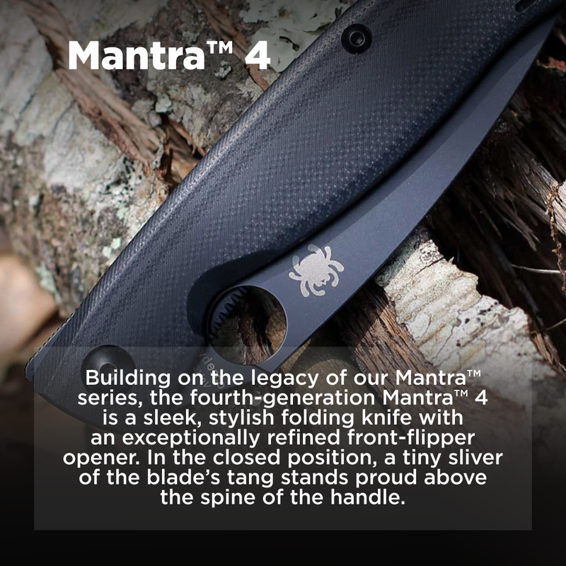 Spyderco Mantra 4 Black Oxide 3.34" Plain Edge Folding Pocket Knife (C274GBBKP)