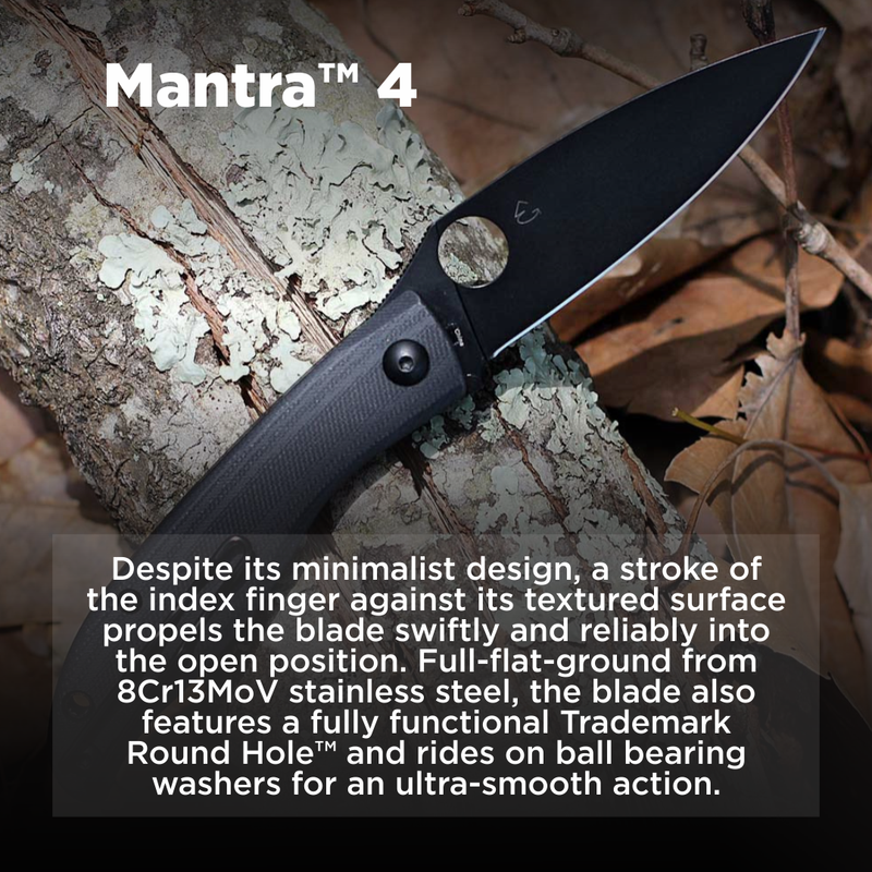 Spyderco Mantra 4 Black Oxide 3.34" Plain Edge Folding Pocket Knife (C274GBBKP)
