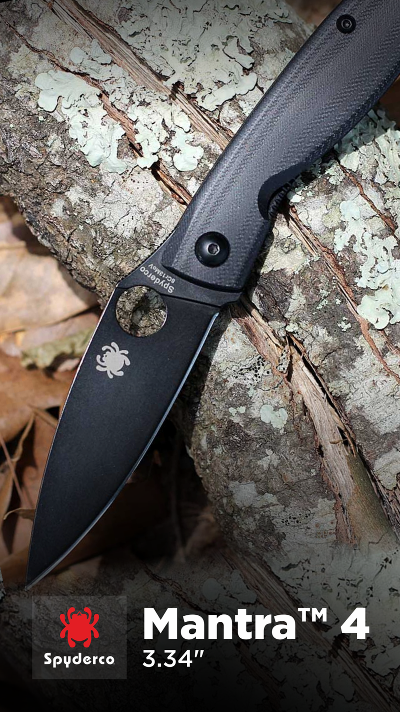 Spyderco Mantra 4 Black Oxide 3.34" Plain Edge Folding Pocket Knife (C274GBBKP)