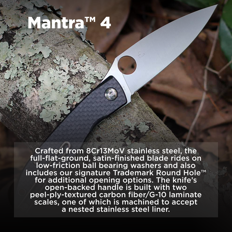 Spyderco Mantra 4 Carbon Fiber 3.34" Plain Edge Folding Pocket Knife (C274CFP)