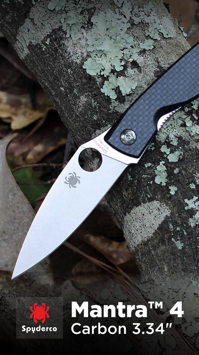 Spyderco Mantra 4 Carbon Fiber 3.34" Plain Edge Folding Pocket Knife (C274CFP)
