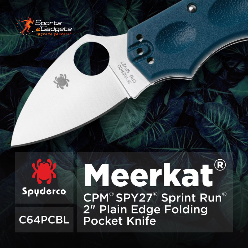 Spyderco Meerkat CPM SPY27 Sprint Run 2" Plain Edge Folding Pocket Knife (C64PCBL)