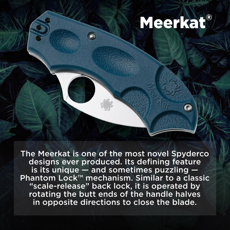 Spyderco Meerkat CPM SPY27 Sprint Run 2" Plain Edge Folding Pocket Knife (C64PCBL)
