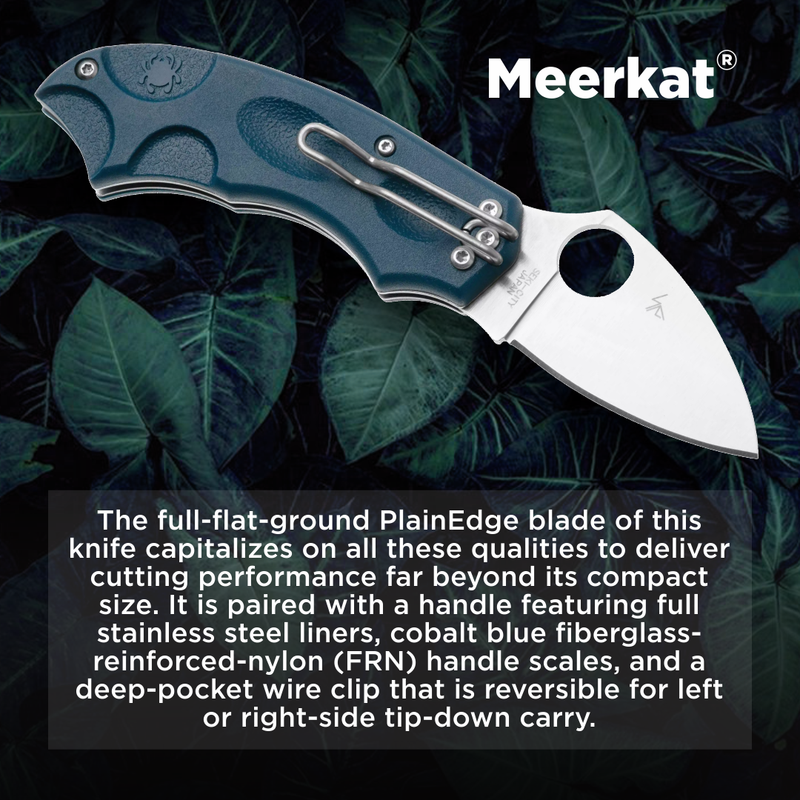 Spyderco Meerkat CPM SPY27 Sprint Run 2" Plain Edge Folding Pocket Knife (C64PCBL)