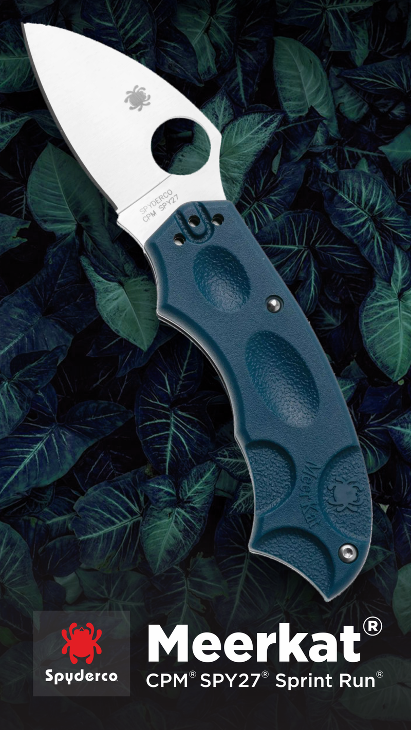 Spyderco Meerkat CPM SPY27 Sprint Run 2" Plain Edge Folding Pocket Knife (C64PCBL)