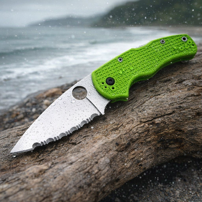Spyderco Native 5 Lightweight Salt 2.95" LC200N SpyderEdge Folding Pocket Knife (C41SGR5)