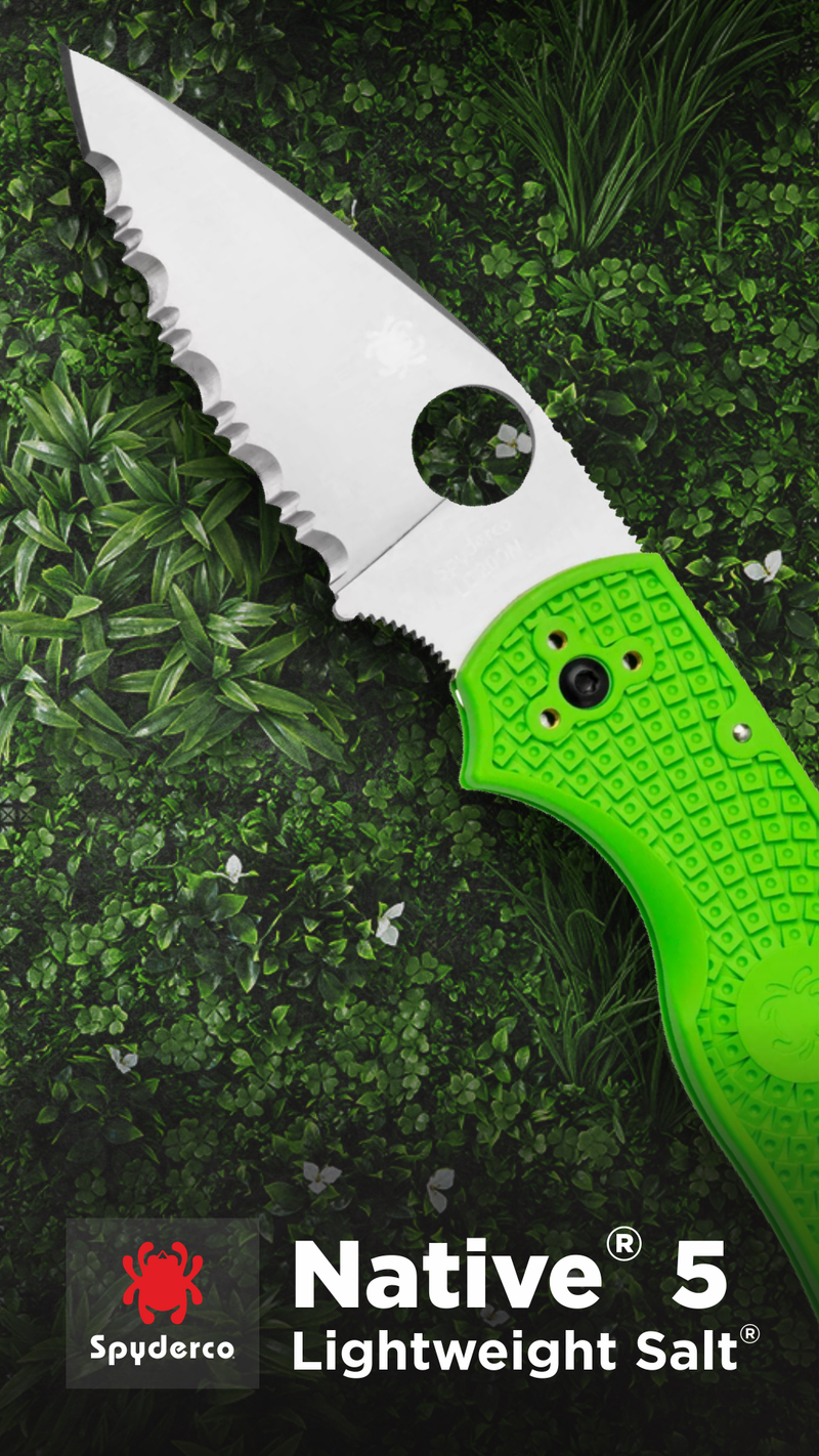 Spyderco Native 5 Lightweight Salt 2.95" LC200N SpyderEdge Folding Pocket Knife (C41SGR5)