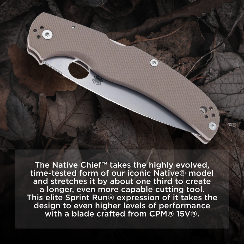 Spyderco Native Chief Brown G-10 CPM 15V Sprint Run Plain Edge 4.08" Folding Pocket Knife (C244GPBN15V)