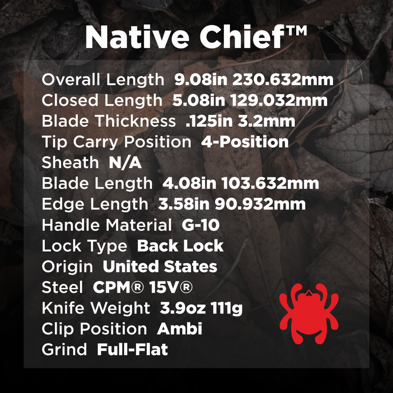 Spyderco Native Chief Brown G-10 CPM 15V Sprint Run Plain Edge 4.08" Folding Pocket Knife (C244GPBN15V)