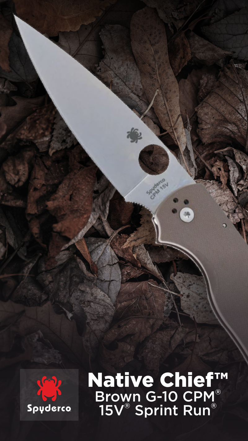 Spyderco Native Chief Brown G-10 CPM 15V Sprint Run Plain Edge 4.08" Folding Pocket Knife (C244GPBN15V)